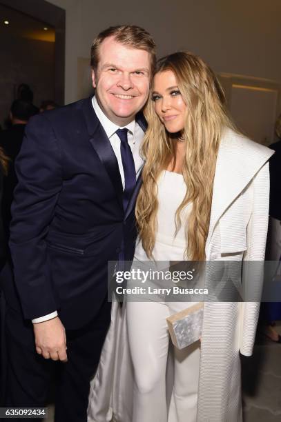 Chairman of the Columbia Records Rob Stringer and recording artist Rachel Platten attend the Sony Music Entertainment 2017 Post-Grammy Reception at...