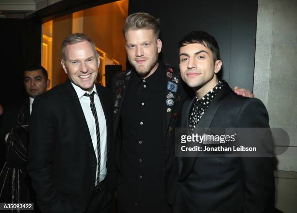 Of RCA Records Peter Edge and singers Scott Hoying and Mitch Grassi of Pentatonix attend the Sony Music Entertainment 2017 Post-Grammy Reception at...