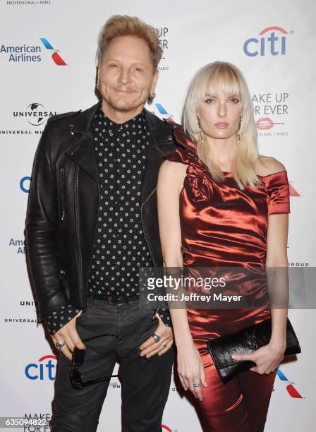 Drummer Matt Sorum and actress Ace Harper arrive at the Universal Music Group's 2017 GRAMMY After Party at The Theatre at Ace Hotel on February 12,...