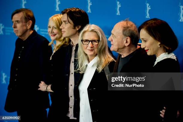 Actors Timothy Spall, Patricia Clarkson, Cillian Murphy, director Sally Potter, actors Bruno Ganz and Kristin Scott Thomas attend the 'The Party'...