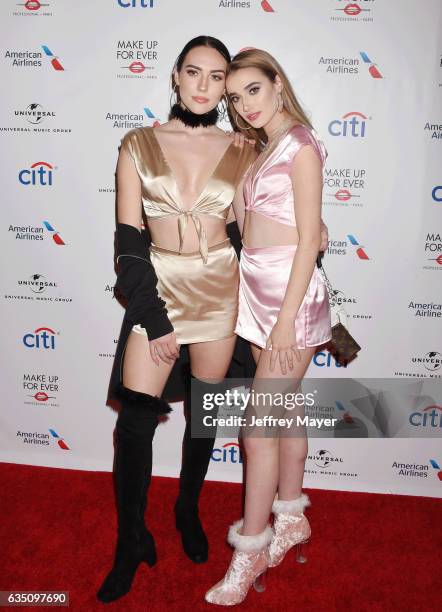 YouTube personality Sydney Carlson and singer-songwriter Olivia O'Brien arrive at the Universal Music Group's 2017 GRAMMY After Party at The Theatre...