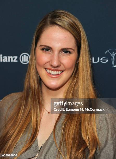 Laureus Ambassador Missy Franklin poses during a media interview prior to the 2017 Laureus World Sports Awards at the Sea Club,Le Meridien on...