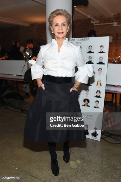 Designer Carolina Herrera poses backstage for the Carolina Herrera collection during, New York Fashion Week: The Shows on February 13, 2017 in New...