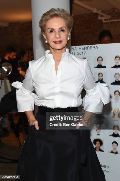 Designer Carolina Herrera poses backstage for the Carolina Herrera collection during, New York Fashion Week: The Shows on February 13, 2017 in New...