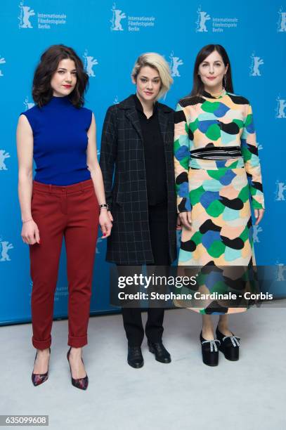 Actresses Esther Garrel, Victoire Du Bois and Amira Casar attend the 'Call Me by Your Name' photo call during the 67th Berlinale International Film...