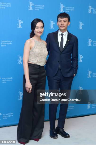 Actors Yao Yi Ti and Chang Chen attend the 'Mr. Long' photo call during the 67th Berlinale International Film Festival Berlin at Grand Hyatt Hotel on...