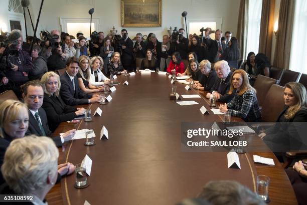 President Donald Trump and Canadian Prime Minister Justin Trudeau hold a roundtable discussion on women entrepreneurs and business leaders in the...