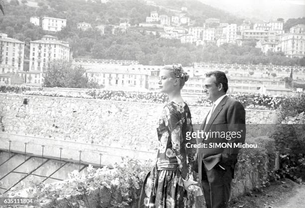 First meeting between the Prince Rainier of Monaco and Grace Kelly at the Palais de Monaco on May 6, 1955.