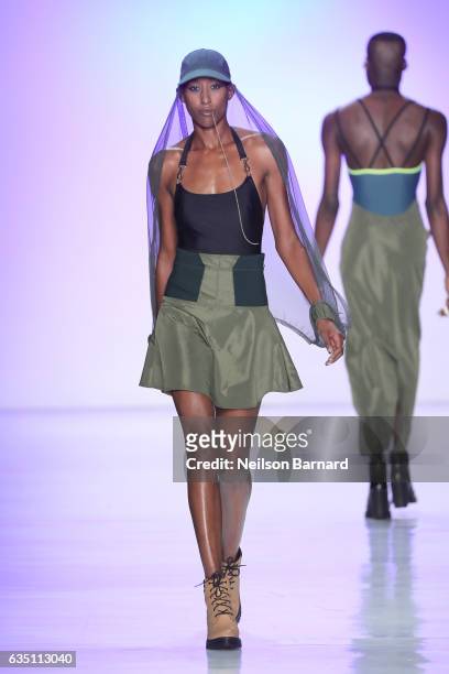Model walks the runway for the Chromat collection during, New York Fashion Week: The Shows at Gallery 3, Skylight Clarkson Sq on February 10, 2017 in...