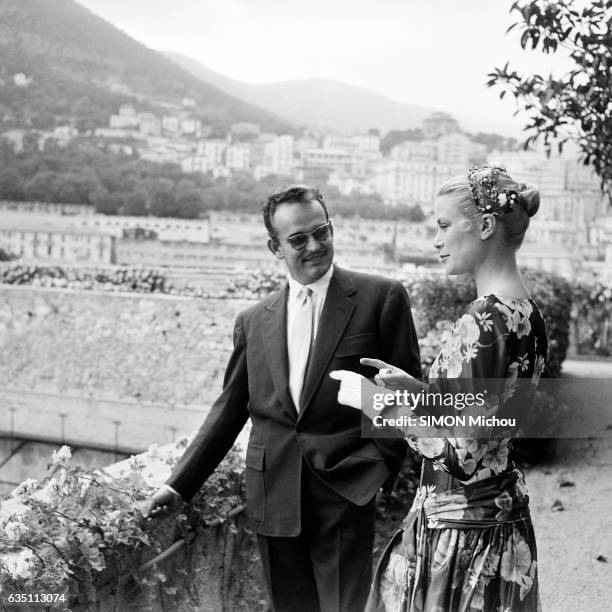 First meeting between the Prince Rainier of Monaco and Grace Kelly at the Palais de Monaco on May 6, 1955.