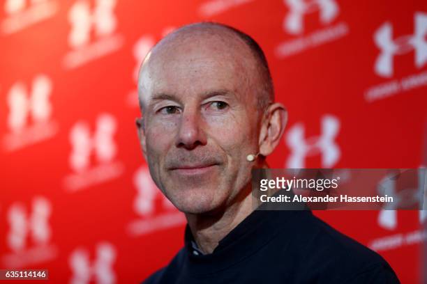 Ingemar Stenmark of Sweden looks on during a media talk at Hotel Waldhaus am See on February 13, 2017 in St Moritz, Switzerland.