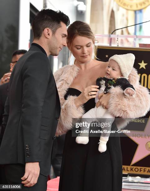 Recording artist Adam Levine, model Behati Prinsloo and daughter Dusty Rose Levine attend the ceremony honoring Adam Levine with star on the...