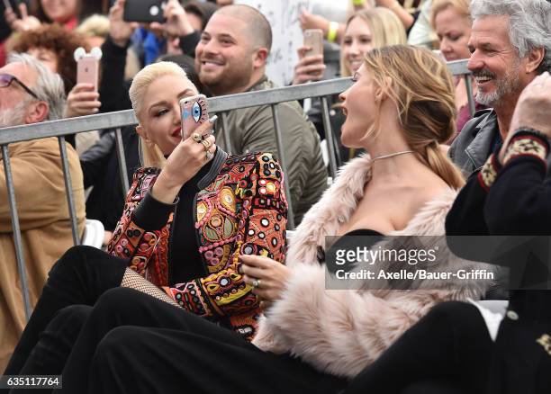 Singer Gwen Stefani and model Behati Prinsloo attend the ceremony honoring Adam Levine with star on the Hollywood Walk of Fame on February 10, 2017...