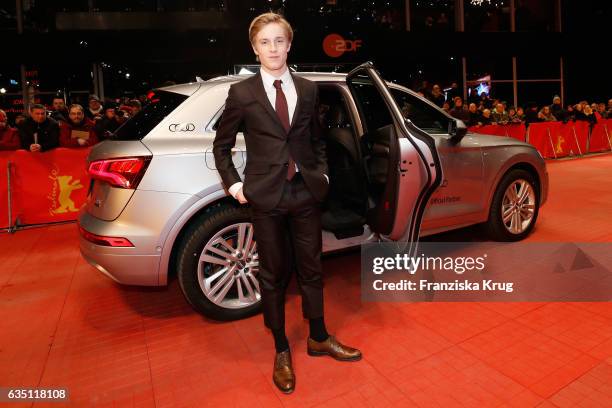 Louis Hofmann, wearing Ermenegildo Zegna, arrives at the 'The Party' premiere during the 67th Berlinale International Film Festival Berlin at...