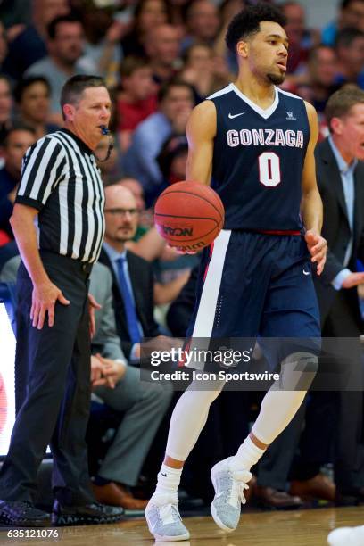 Gonzaga Bulldogs guard Silas Melson dribbles during the first half of the Saint Mary's Gaels' 74-64 loss to the top-ranked Bulldogs on February 11 at...