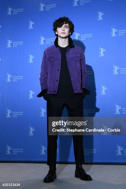 Actor Timothee Chalamet attends the 'Call Me by Your Name' photo call during the 67th Berlinale International Film Festival Berlin at Grand Hyatt...