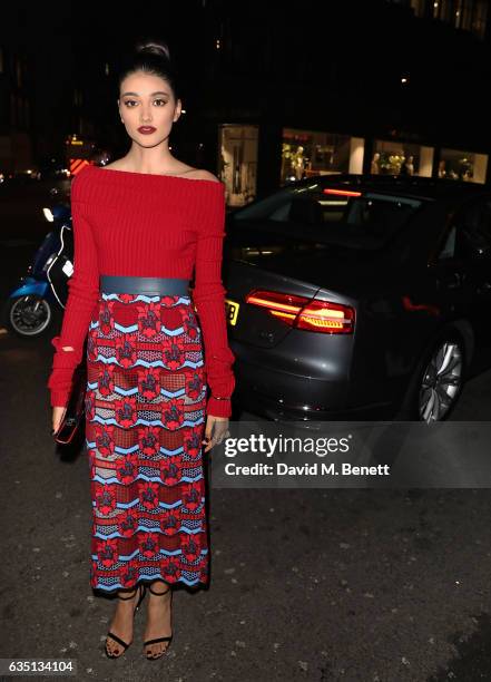 Neelam Gill arrives in an Audi at the ELLE Style Awards at 41 Conduit Street on February 13, 2017 in London, England.