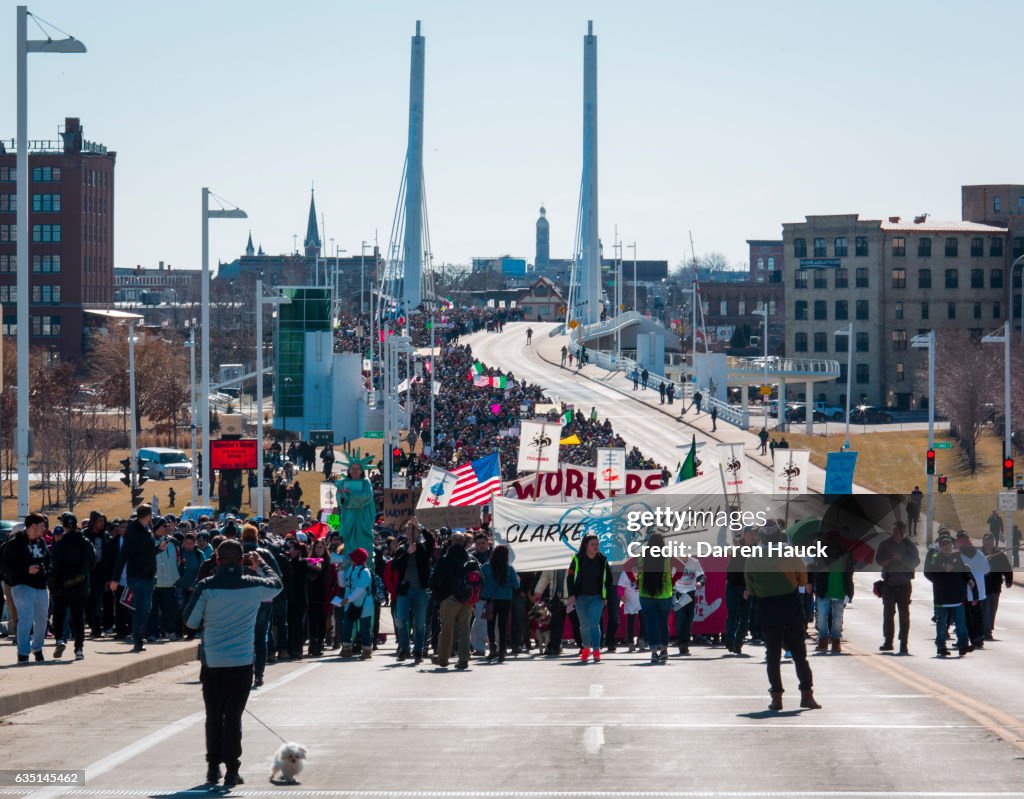 Protestors March During Wisconsin's Day Without Latins, Immigrants, and Refugees