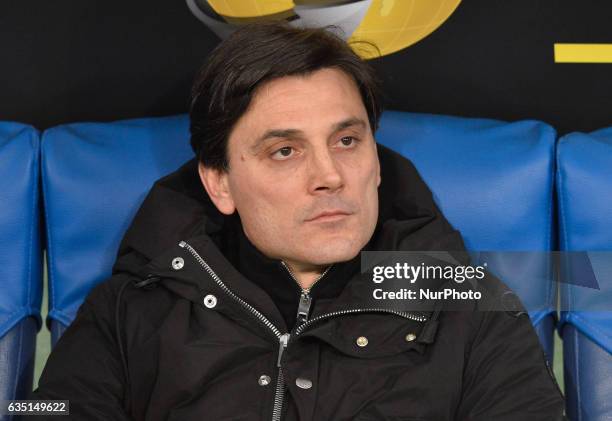 Vincenzo Montella during the Italian Serie A football match between S.S. Lazio and A.C. Milan at the Olympic Stadium in Rome, on february 13, 2017.