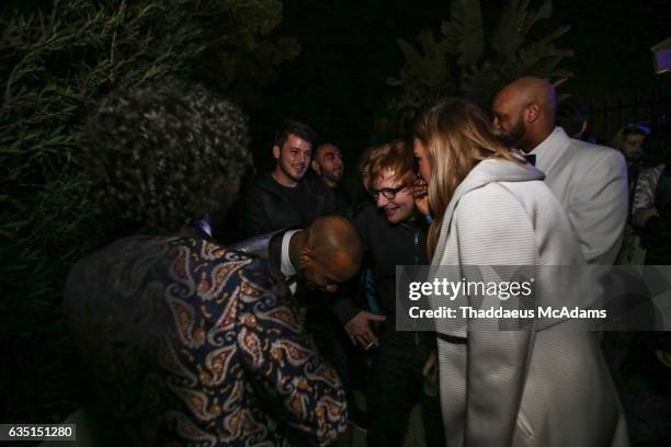 Benny Blanco, Tory Lanez Ed Sheeran and Rachel Platten beat box and freestyle at The Friends Keep Secrets Grammy After Party on February 12, 2017 in...