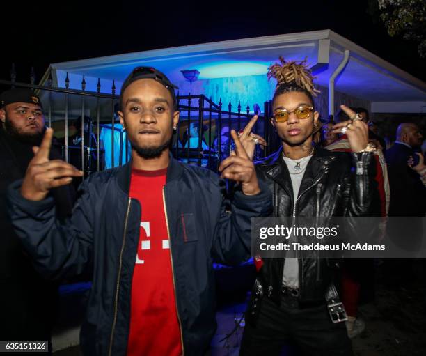 Rappers Rae Sremmurd Slim Jxmmi and Swae Lee pose for a picture at The Friends Keep Secrets Grammy After Party on February 12, 2017 in Beverly Hills,...