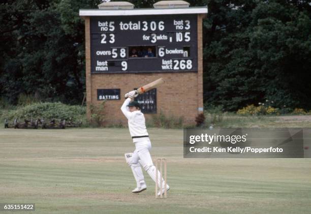 Zimbabwe captain Duncan Fletcher batting during the ICC Trophy group match between USA and Zimbabwe at Moseley Cricket Club, Shirley, 16th June 1982....