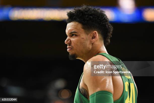 Oregon forward Dillon Brooks looks on during an college basketball game between the Oregon Ducks and the UCLA Bruins on February 9 at Pauley Pavilion...