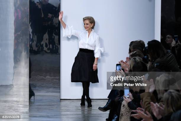 Carolina Herrera walks the runway after Carolina Herrera show during New York Fashion Week on February 13, 2017 in New York City.