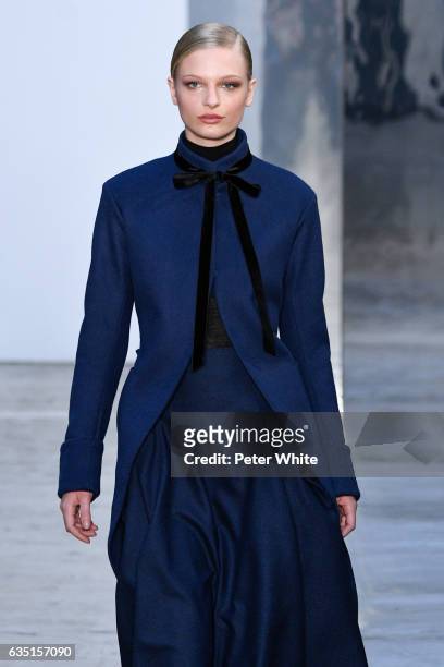 Frederikke Sofie walks the runway at Carolina Herrera show during New York Fashion Week on February 13, 2017 in New York City.