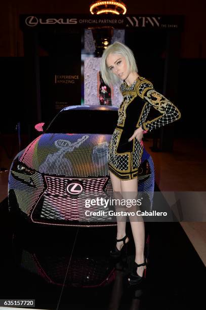 Coco Rocha attends the Lexus Activation during New York Fashion Week: The Shows at Vanderbilt Hall at Grand Central Terminal on February 13, 2017 in...