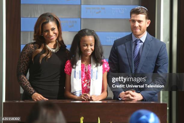 Bat Mitzvah" Episode 509 -- Pictured: Kimrie Lewis-Davis as Patricia, Brianna Reed as Lindsay, Bryan Greenberg as Ben --