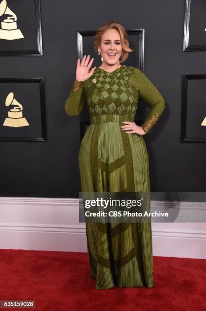 Adele on the Red Carpet at THE 59TH ANNUAL GRAMMY AWARDS, broadcast live from the STAPLES Center in Los Angeles, Sunday, Feb. 12 on the CBS...