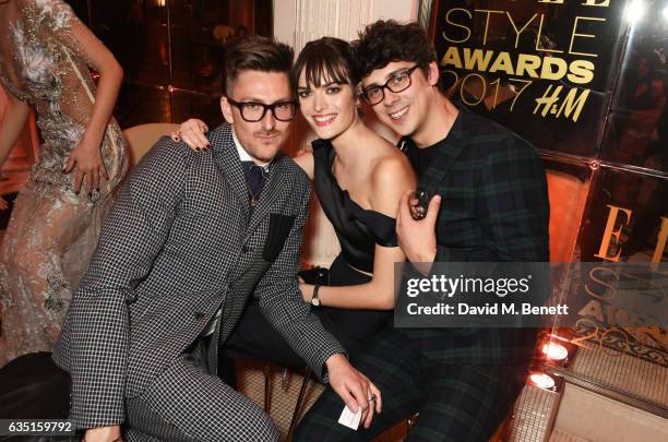 Henry Holland, Sam Rollinson and Matt Richardson attend the Elle Style Awards 2017 after party on February 13, 2017 in London, England.