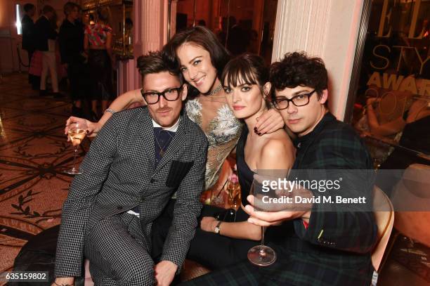 Henry Holland, Eliza Cummings, Sam Rollinson and Matt Richardson attend the Elle Style Awards 2017 after party on February 13, 2017 in London,...