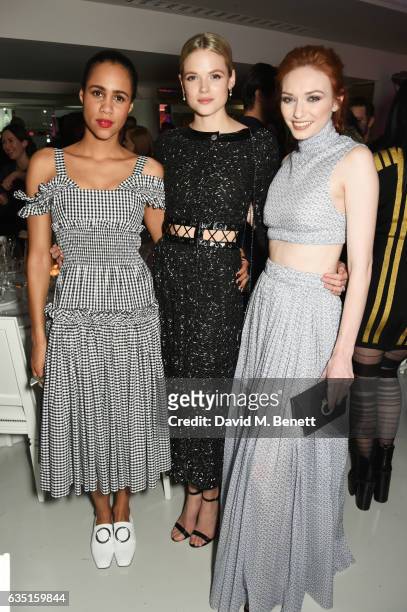 Zawe Ashton, Gabriella Wilde and Eleanor Tomlinson attend the Elle Style Awards 2017 after party on February 13, 2017 in London, England.