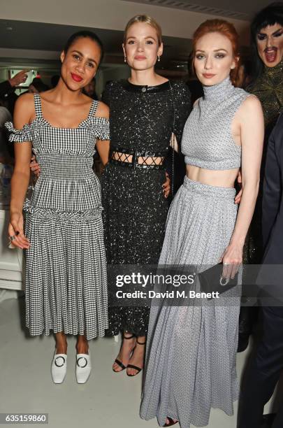 Zawe Ashton, Gabriella Wilde and Eleanor Tomlinson attend the Elle Style Awards 2017 after party on February 13, 2017 in London, England.