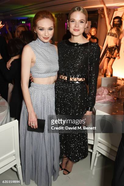 Eleanor Tomlinson and Gabriella Wilde attend the Elle Style Awards 2017 after party on February 13, 2017 in London, England.