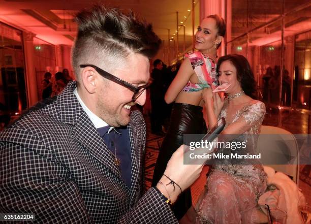 Henry Holland, Alice Dellal and Eliza Cummings at the Elle Style Awards 2017 after party on February 13, 2017 in London, England.