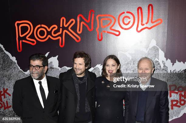 Alain Attal, Guillaume Canet, Marion Cotillard and Jerome Seydoux attend the "Rock'N Roll" Premiere at Cinema Pathe Beaugrenelle on February 13, 2017...