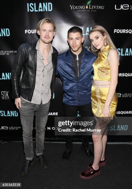 Artists Chord Overstreet, Nick Jonas, and Olivia O'Brien attend Island Records Pre-Grammy Party presented by Foursquare, with additional partners...