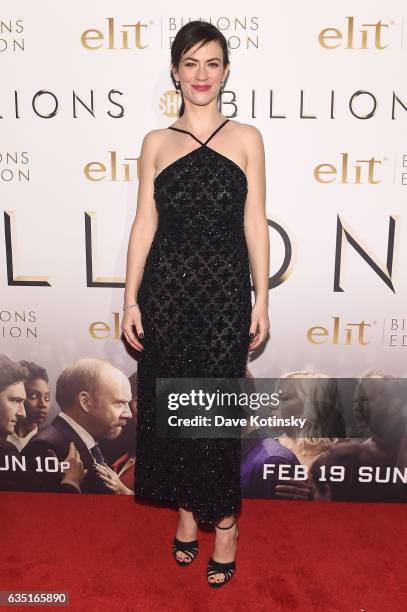 Actress Maggie Siff attends the Showtime and Elit Vodka hosted BILLIONS Season 2 premiere and party, held at Ciprianis in New York City on February...