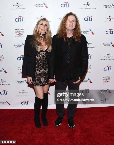 Musician Dave Mustaine and Pamela Anne Casselberry arrive at the Universal Music Group's 2017 GRAMMY After Party at The Theatre at Ace Hotel on...