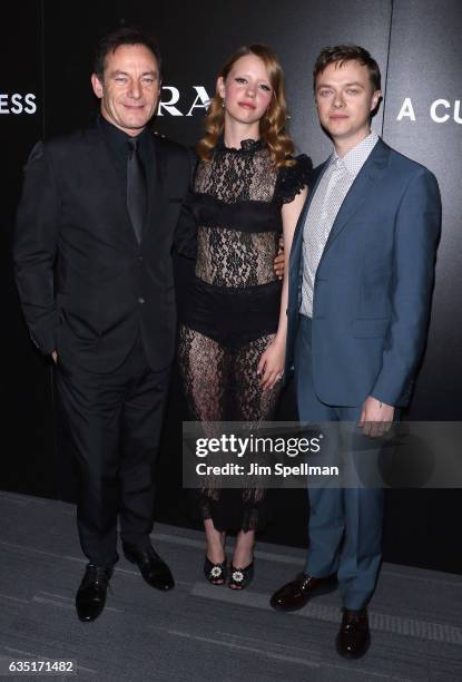 Actors Jason Isaacs, Mia Goth and Dane DeHaan attend the screening of "A Cure for Wellness" hosted by 20th Century Fox and Prada at Landmark's...