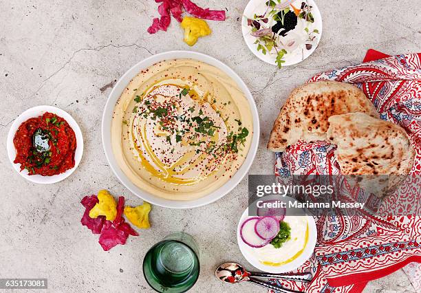 middle eastern food - dip stock-fotos und bilder