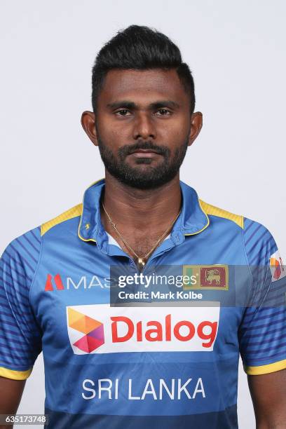 Isuru Udana of Sri Lanka poses during a Sri Lanka headshots session at the Realm Hotel on February 14, 2017 in Canberra, Australia.