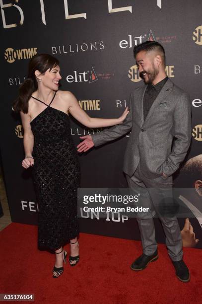 Actors Maggie Siff and Daniel K. Isaac attend the Showtime and Elit Vodka hosted BILLIONS Season 2 premiere and party, held at Ciprianis in New York...