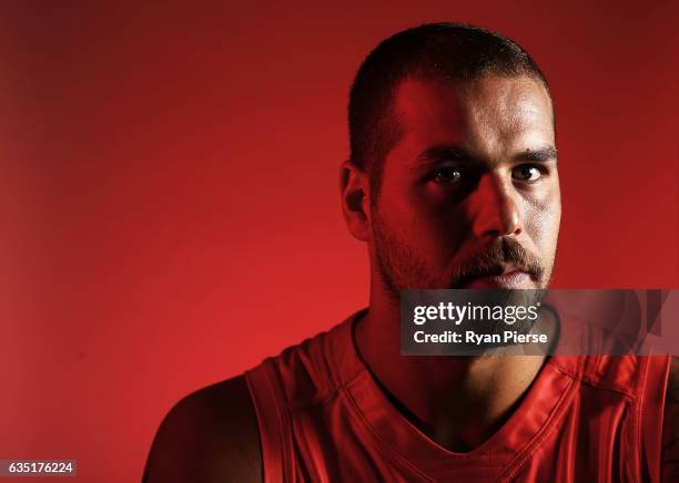Of Lance Franklin of the Swans poses during a portrait session at the SCG on February 14, 2017 in Sydney, Australia.