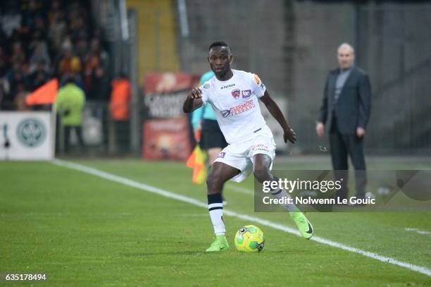 Joseph Lopy of Clermont during the Ligue 2 match between Racing Club de Lens and Clermont Foot at Stade Bollaert-Delelis on February 13, 2017 in...