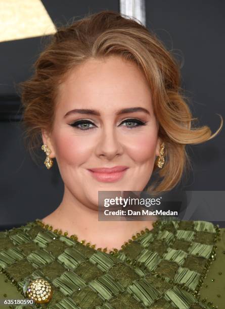 Singer Adele arrives at The 59th GRAMMY Awards at Staples Center on February 12, 2017 in Los Angeles, California.