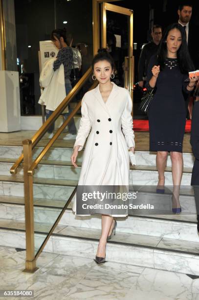 Actress Tian Jing, wearing Dior, attends Saks Fifth Avenue presentation of The Great Wall at Saks Fifth Avenue Beverly Hills on February 13, 2017 in...